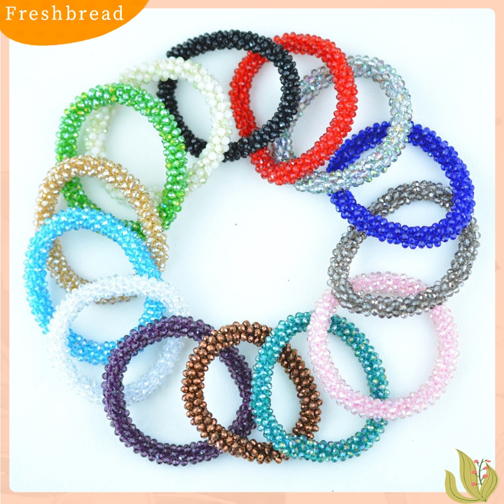 &lt; Freshbread &gt; Berlian Imitasi Mengkilap Elastis Gelang Bangle Tali Rambut Hairband Nepal Wanita Perhiasan