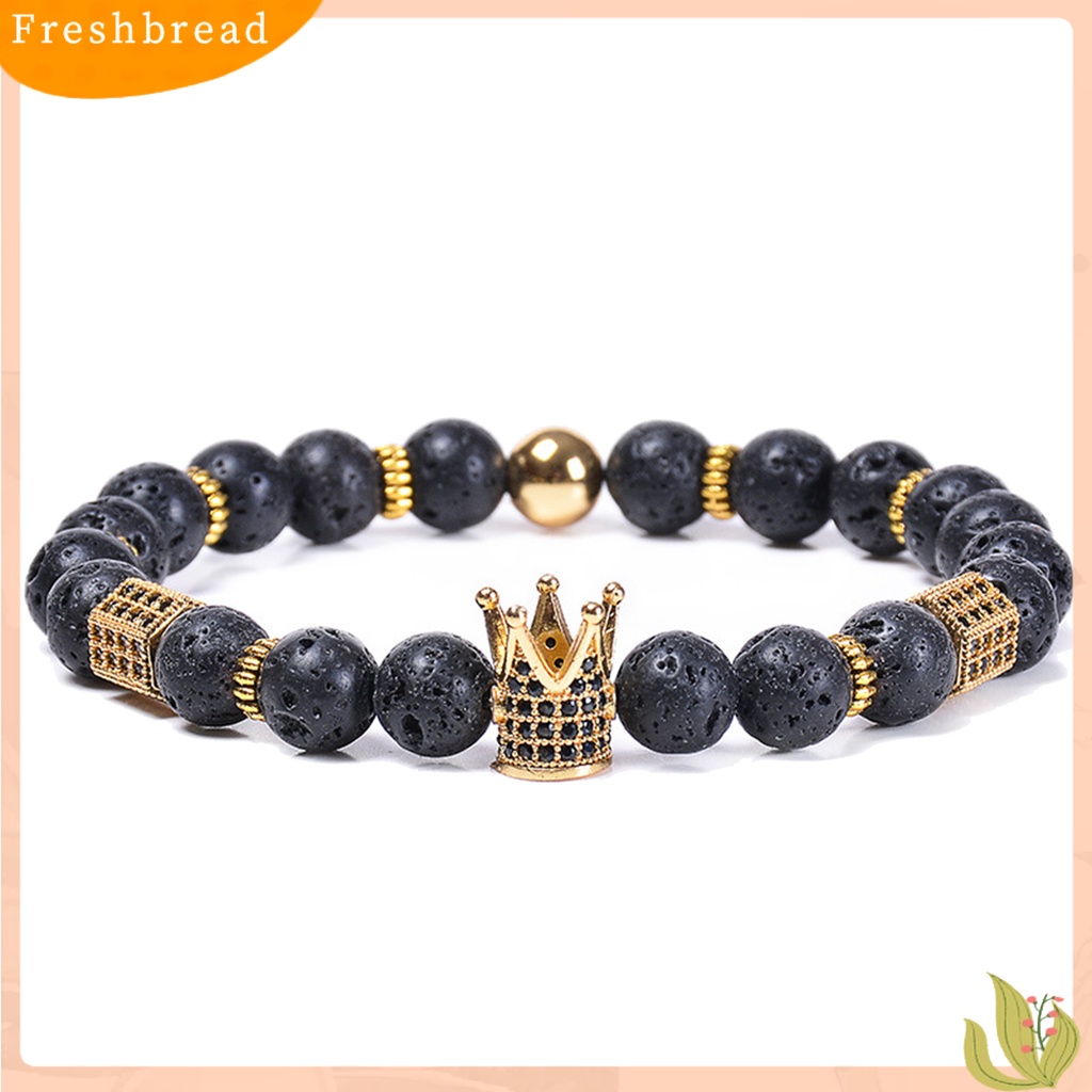 &lt; Freshbread &gt; Pria Gelang Manik-Manik Mahkota Liontin Batu Alam Hexagon Pesona Hias Warna Kontras Unisex Adjustable Wanita Gelang Hadiah