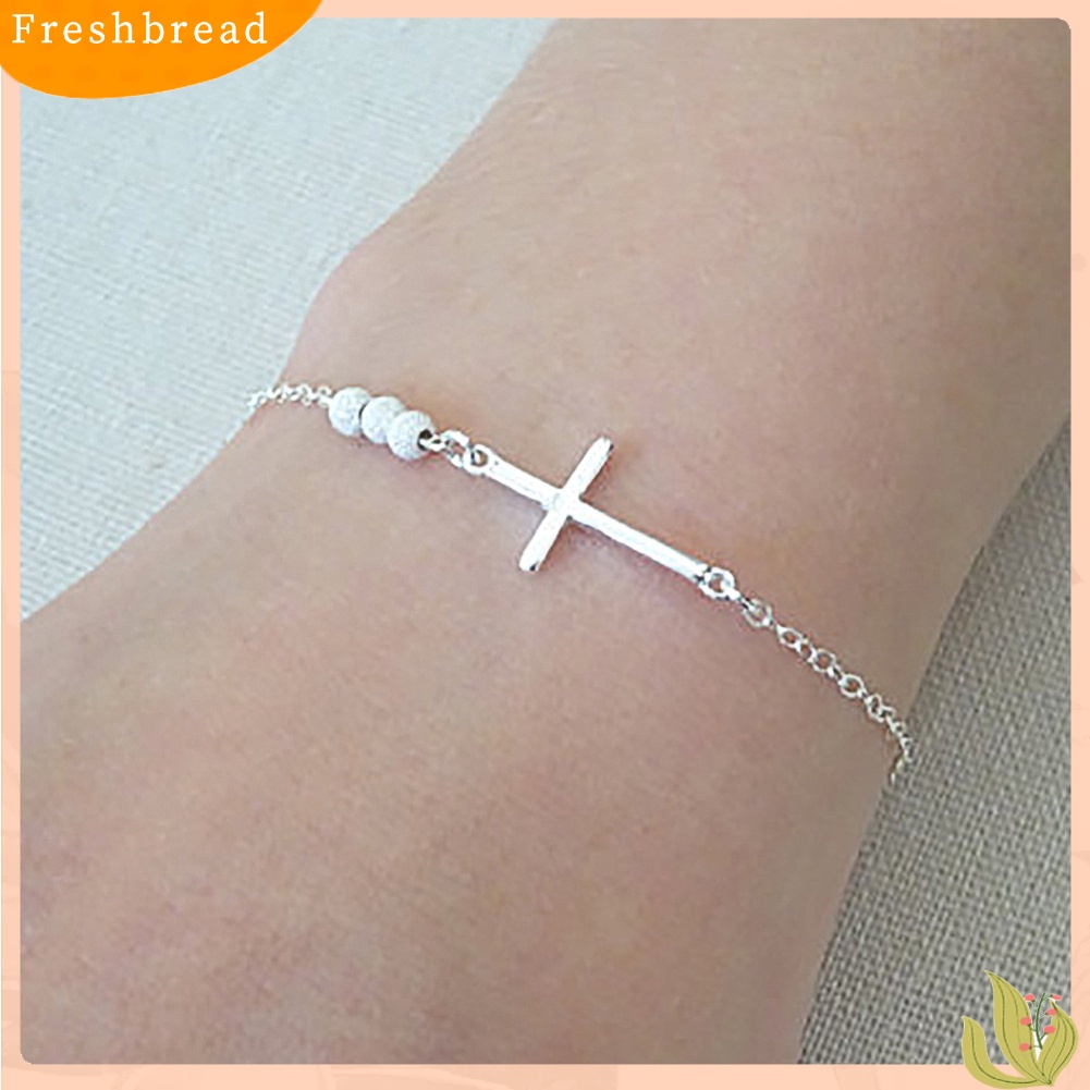 &lt; Freshbread &gt; Fashion Wanita Manik-Manik Salib Pesona Gelang Rantai Perhiasan Tangan Hadiah Ulang Tahun