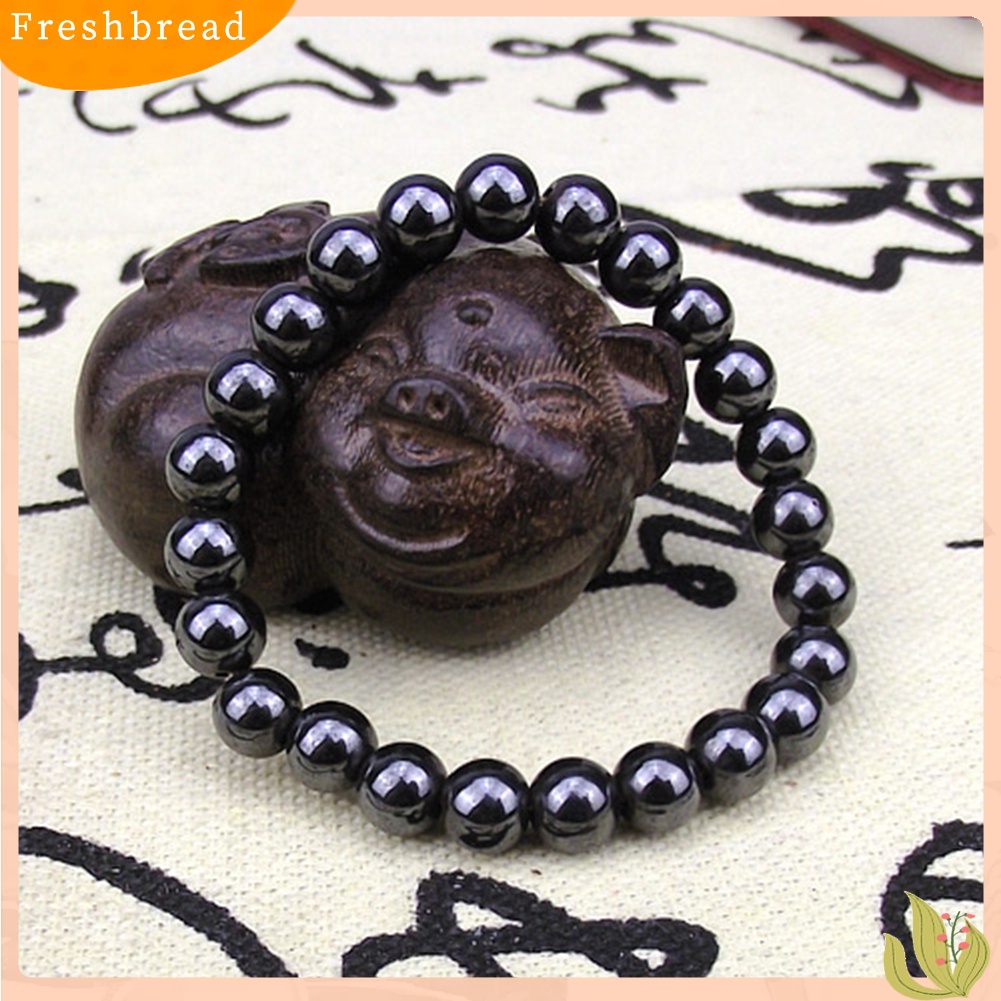 &lt; Freshbread &gt; Gelang Batu ic Bulat Hitam Fashion Unisex Perawatan Kesehatan Bangle Jewelry