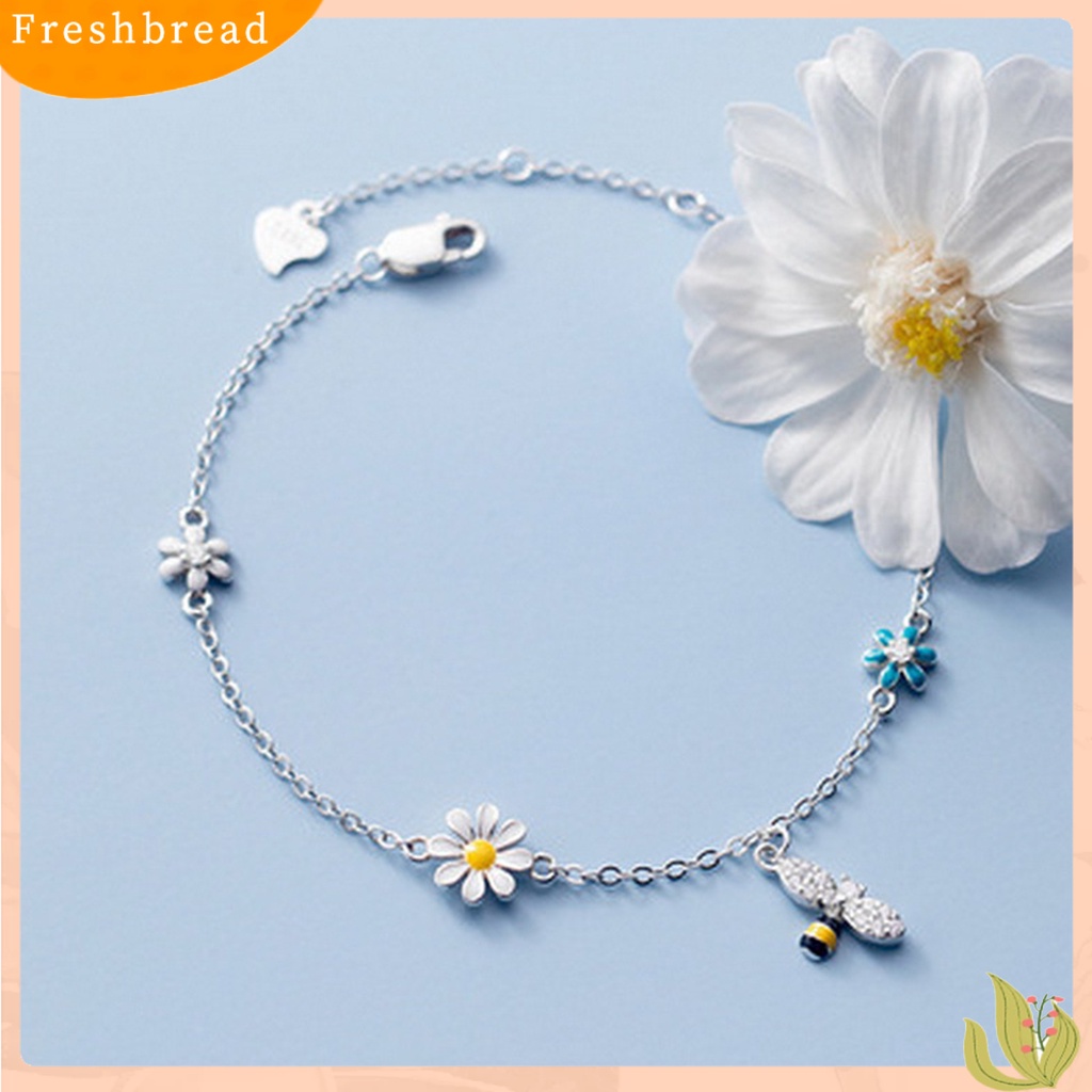 &lt; Freshbread &gt; Wanita Gelang Manis Indah Lebah Bentuk Bunga Liontin Lady Bangle Hadiah Ulang Tahun