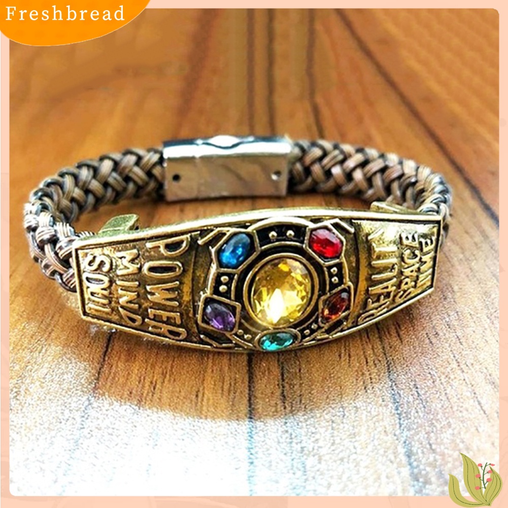 &lt; Freshbread &gt; Unisex Thanos Gauntlet Power Stone Braided Strap Bracelet Gift