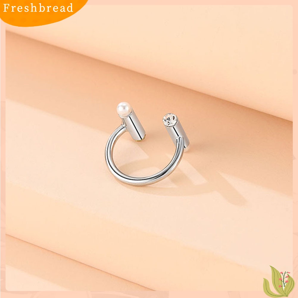 &lt; Freshbread &gt; Fashion Wanita Mutiara Imitasi Berlian Imitasi Pembukaan Cincin Jari Pernikahan Perhiasan Hadiah