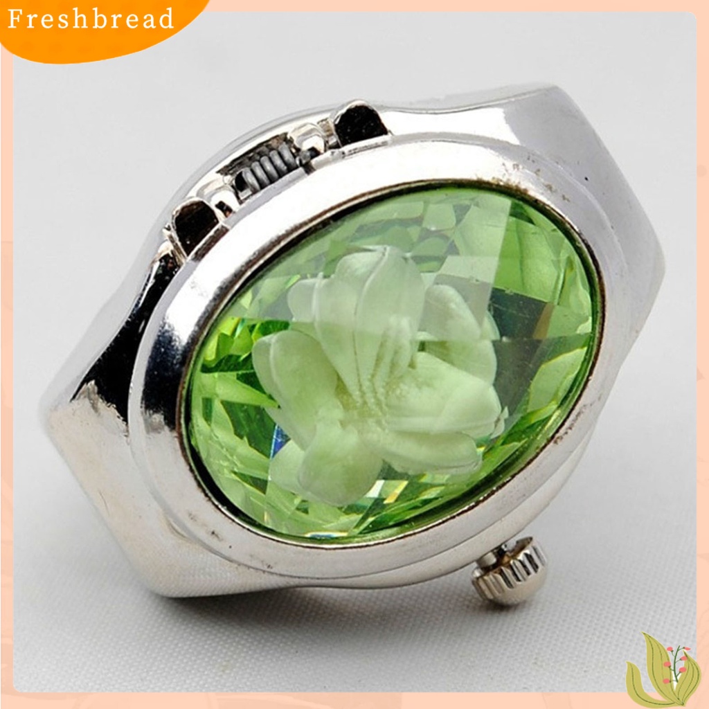 &lt; Freshbread &gt; Jam Tangan Quartz Cincin Jari Berlian Imitasi Flip Oval Fashion Unisex Untuk Club Pesta