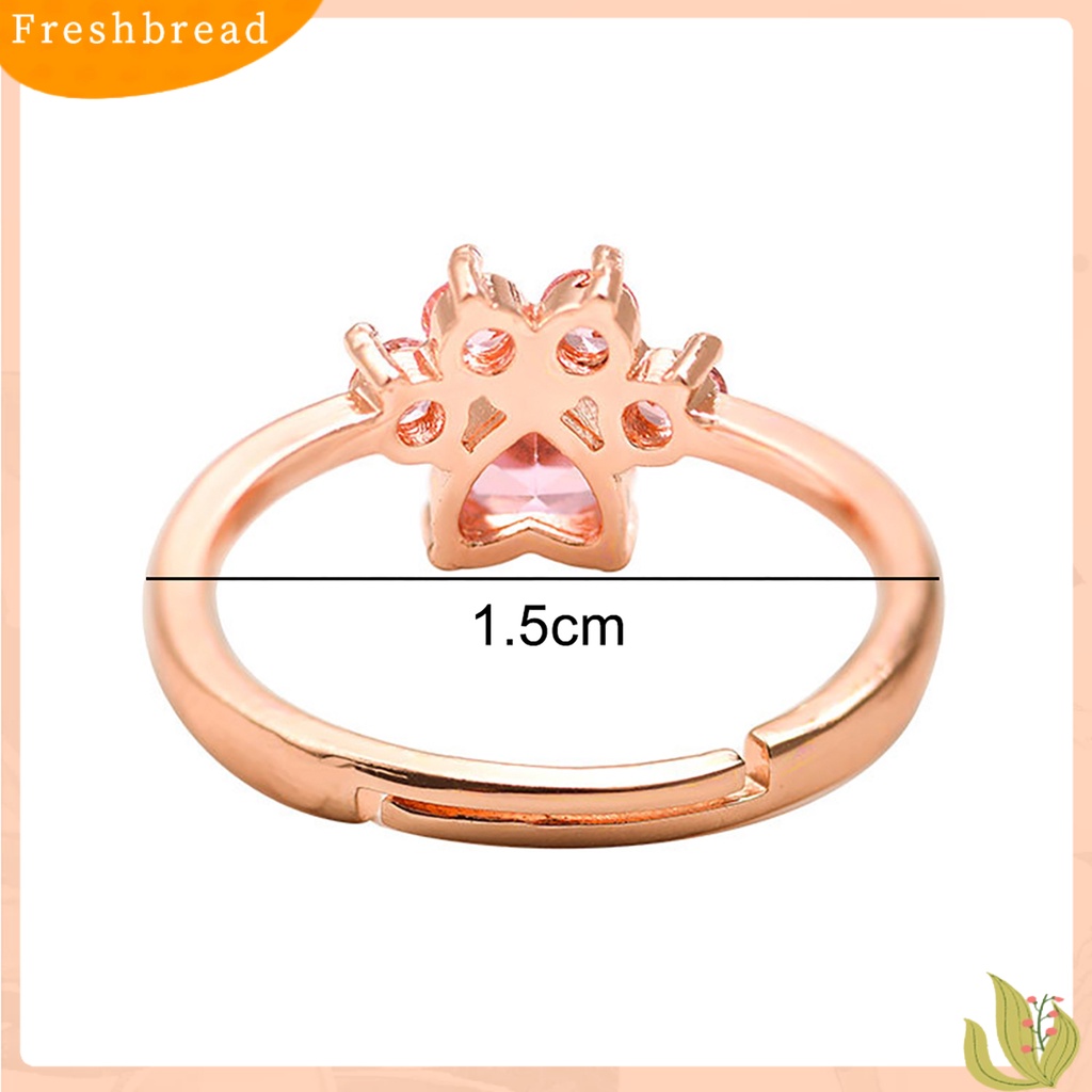 &lt; Freshbread &gt; Cincin Desain Cats Paw Adjustable Alloy Wanita Cincin Bukaan Bulat Untuk Pesta