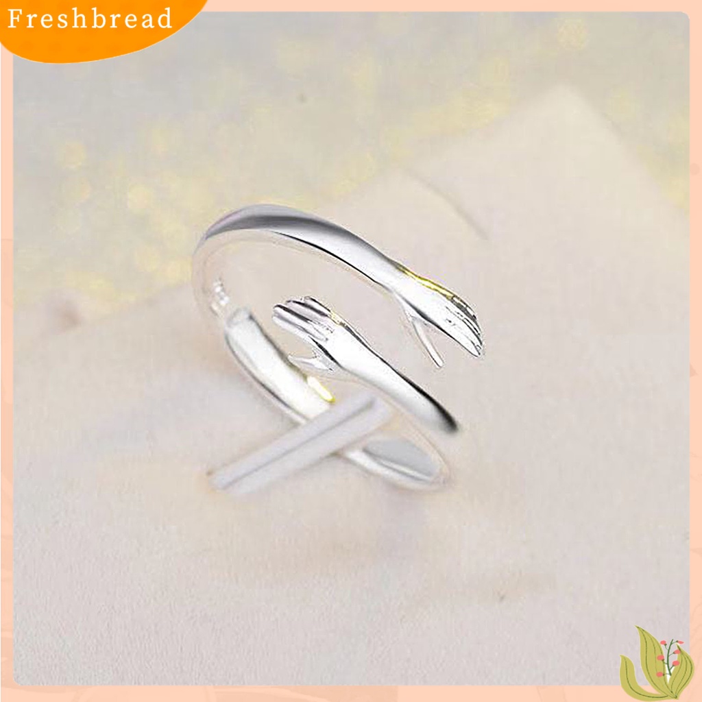 &lt; Freshbread &gt; Cincin Pelukan Cinta Tangan Terbuka Sederhana Dapat Disesuaikan Aksesori Perhiasan Pernikahan