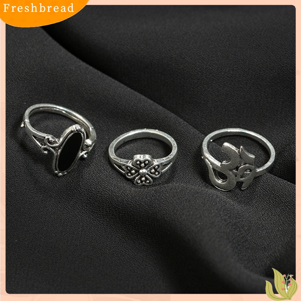 &lt; Freshbread &gt; Antik Wanita Tai Chi Yoga OM Mahkota Buku Jari Midi Susun Rings Boho Jewelry