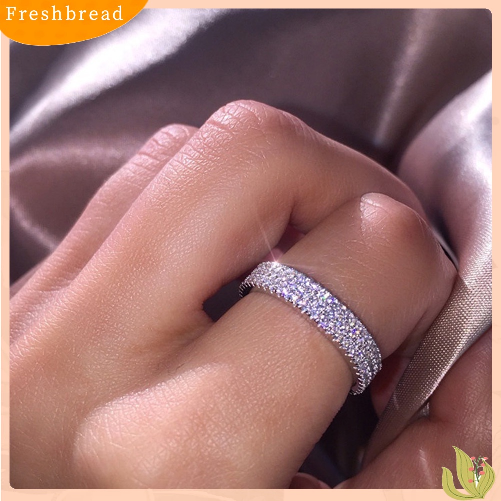 &lt; Freshbread &gt; Mewah Wanita Multilayer Berlian Imitasi Bertatahkan Jari Cincin Hadiah Perhiasan Pesta Pernikahan