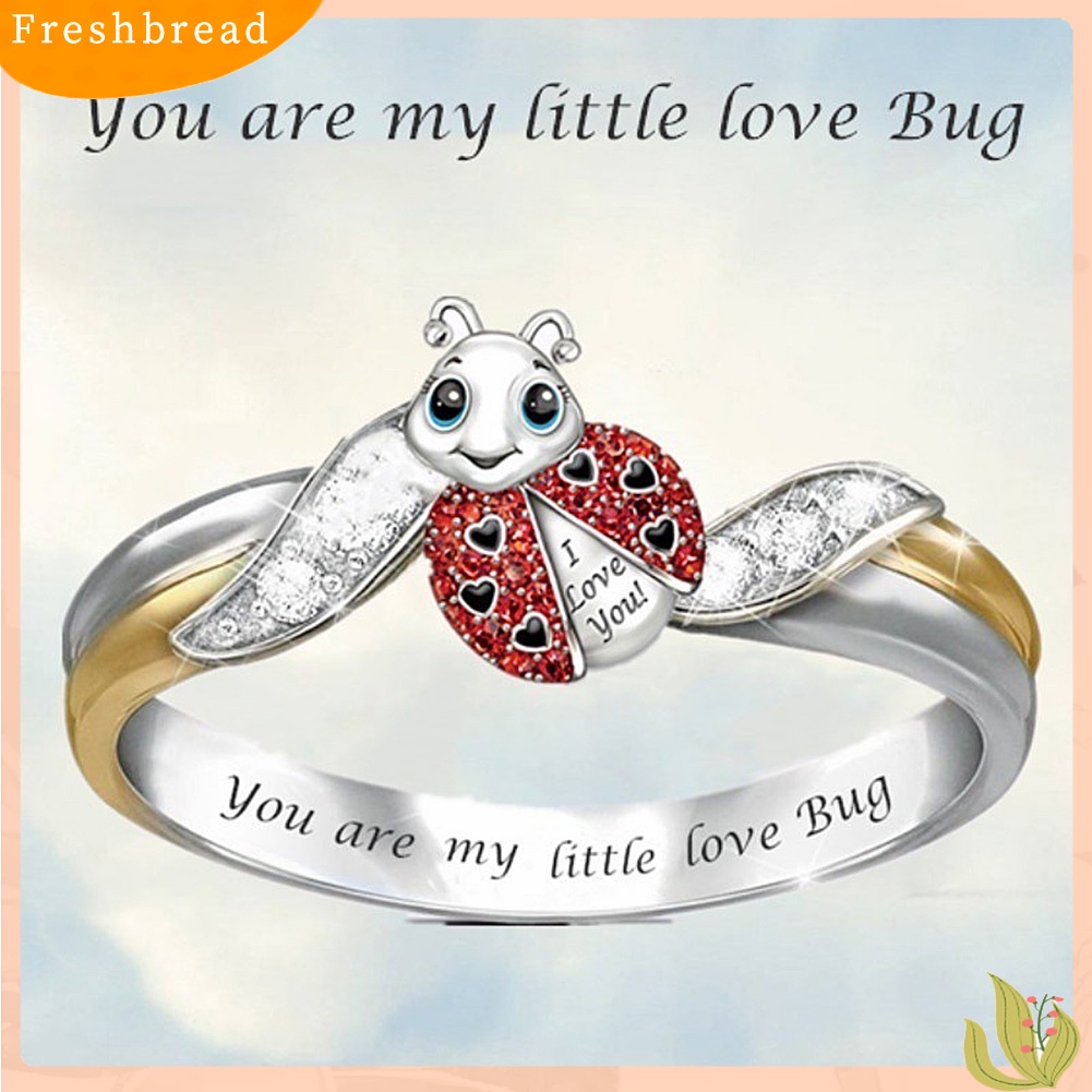 < Freshbread > Fashion Wanita Berlian Imitasi Hias Ladybird Hewan Jari Cincin Pesta Perhiasan Hadiah
