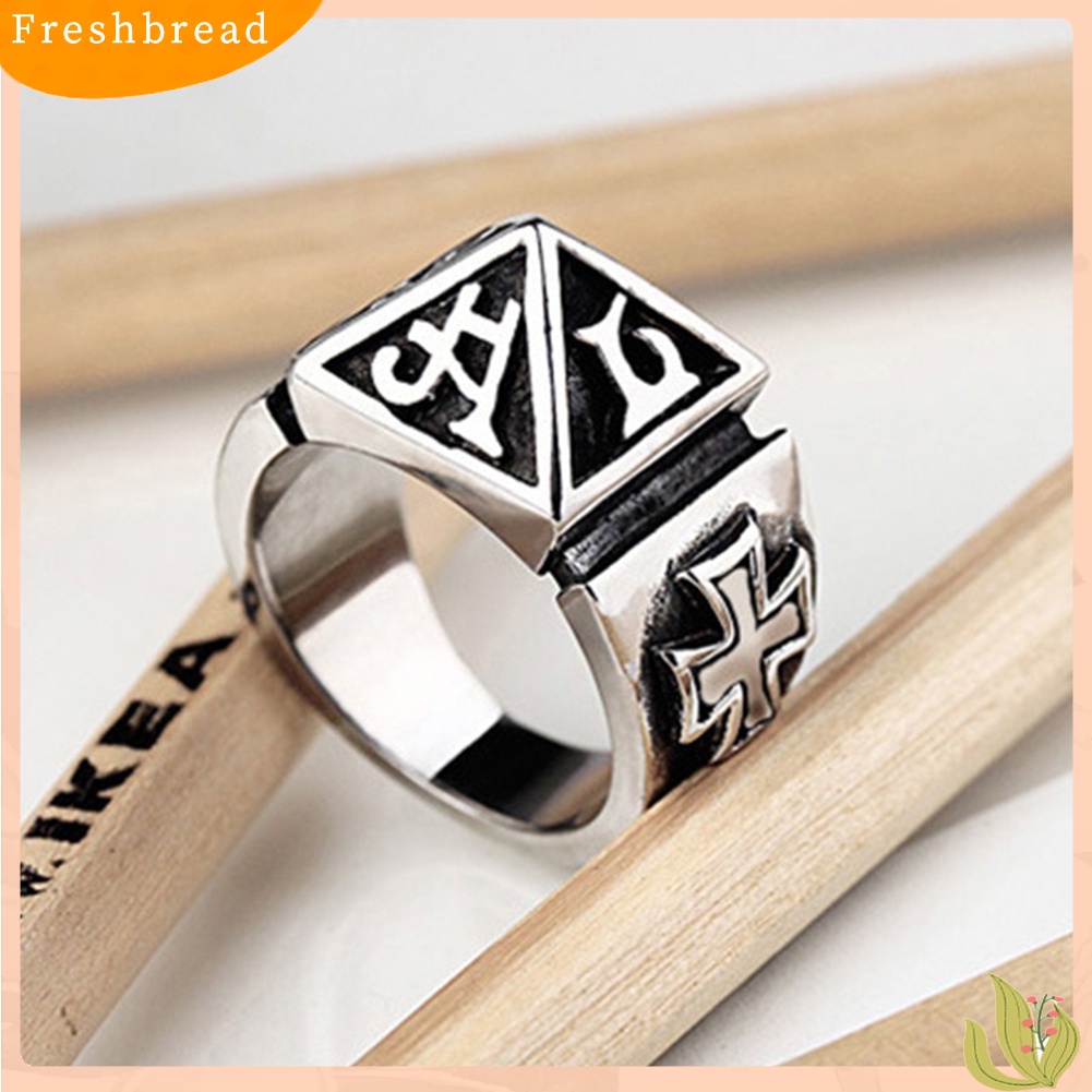 &lt; Freshbread &gt; Punk Titanium Steel Jari Cincin Pria Perhiasan Hadiah Xmas Pesta Cocktail Fashion