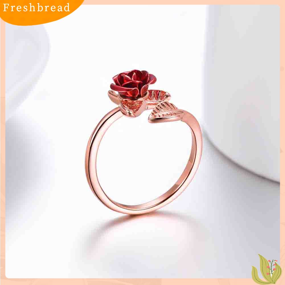 &lt; Freshbread &gt; Wanita Bunga Mawar Terbuka Jari Cincin Adjustable Pernikahan Pertunangan Perhiasan Hadiah