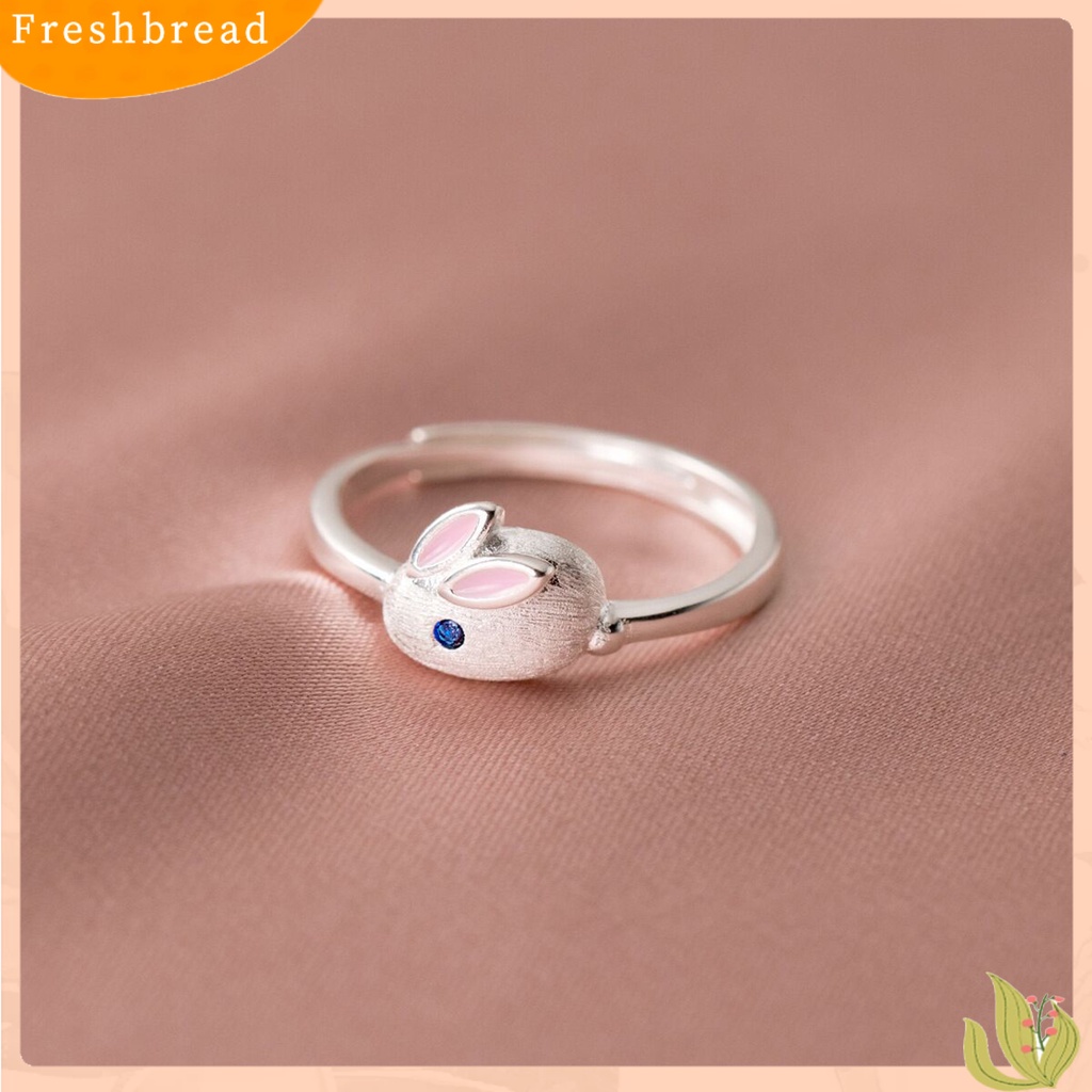 &lt; Freshbread &gt; Wanita Cincin Pembukaan Adjustable Warna Perak Dipoles Kelinci Lucu Bunny Hewan Wanita Jari Cincin Fashion Perhiasan