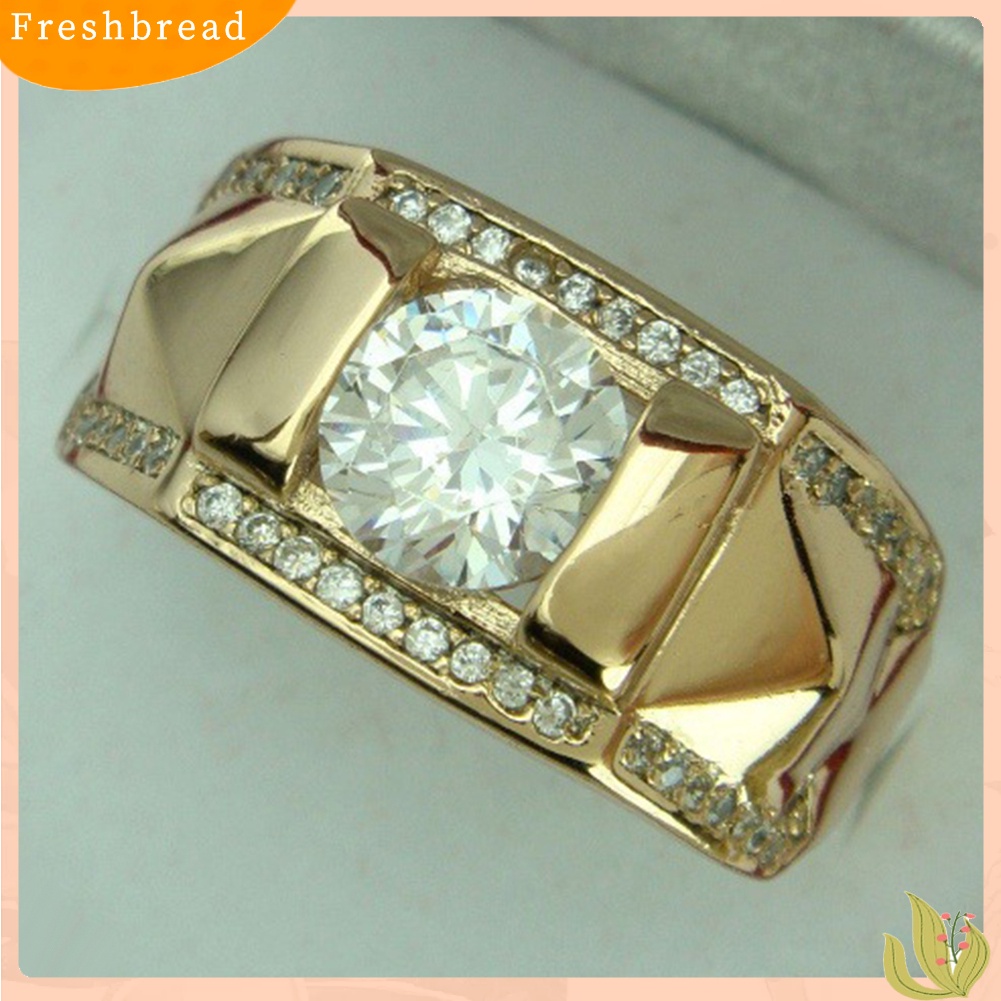 &lt; Freshbread &gt; Fashion Berlian Imitasi Pria Wanita Pertunangan Pernikahan Cincin Pasangan Jari Perhiasan Hadiah