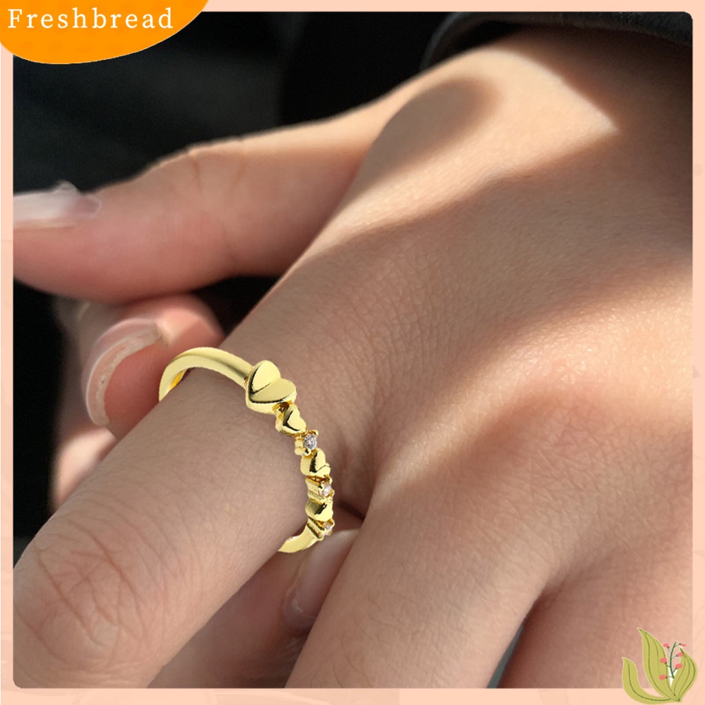 &lt; Freshbread &gt; Wanita Cincin Desain Pembukaan Yang Dapat Disesuaikan Berlian Imitasi Mengkilap Hias Geometris Cinta Hati Jari Cincin Pernikahan Band Perhiasan Hadiah Untuk Hari Kasih Sayang