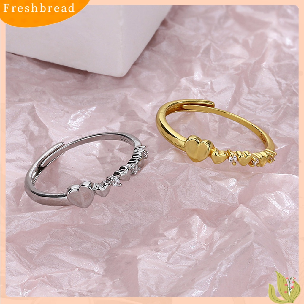 &lt; Freshbread &gt; Wanita Cincin Desain Pembukaan Yang Dapat Disesuaikan Berlian Imitasi Mengkilap Hias Geometris Cinta Hati Jari Cincin Pernikahan Band Perhiasan Hadiah Untuk Hari Kasih Sayang