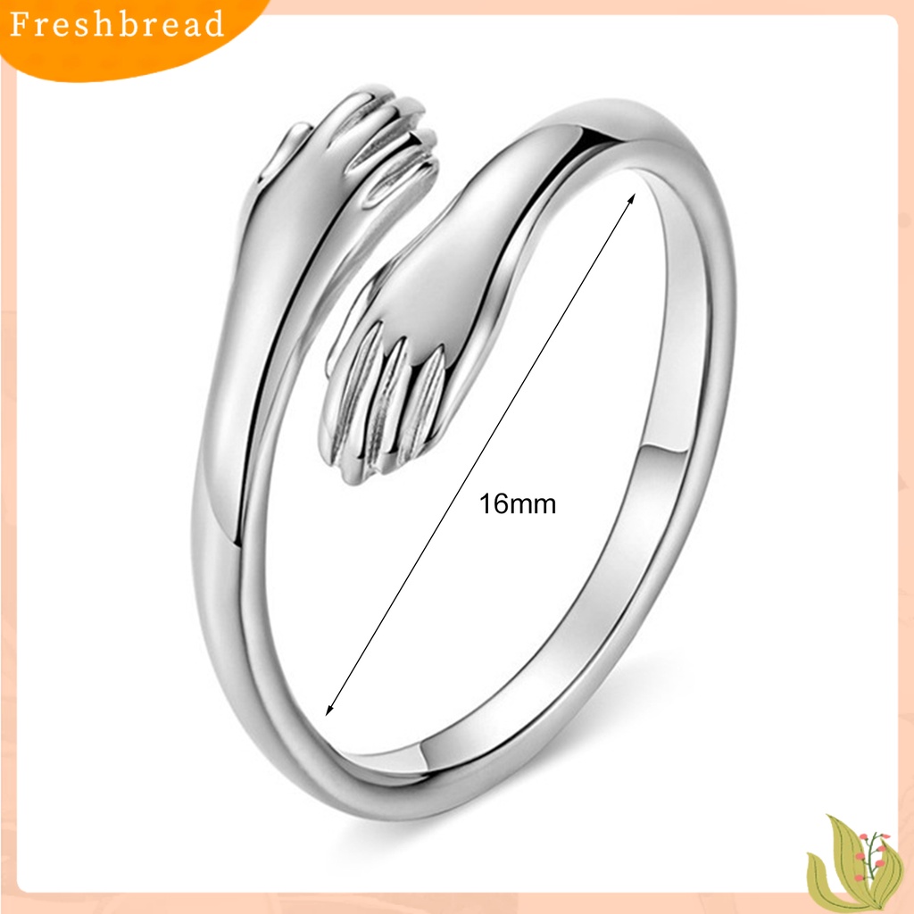 &lt; Freshbread &gt; Cincin Jari Wanita Kreatif Adjustable Hugging Hands Embrace Open Ring Jewelry Untuk Pesta