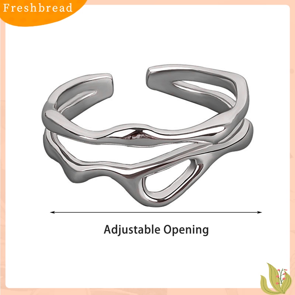 < Freshbread > Wanita Cincin Tidak Teratur Berongga Geometris Kilau Terang Pembukaan Yang Dapat Disesuaikan Berdandan Hadiah Wanita Garis Ganda Jari Cincin Perhiasan Pesta Aksesori Busana
