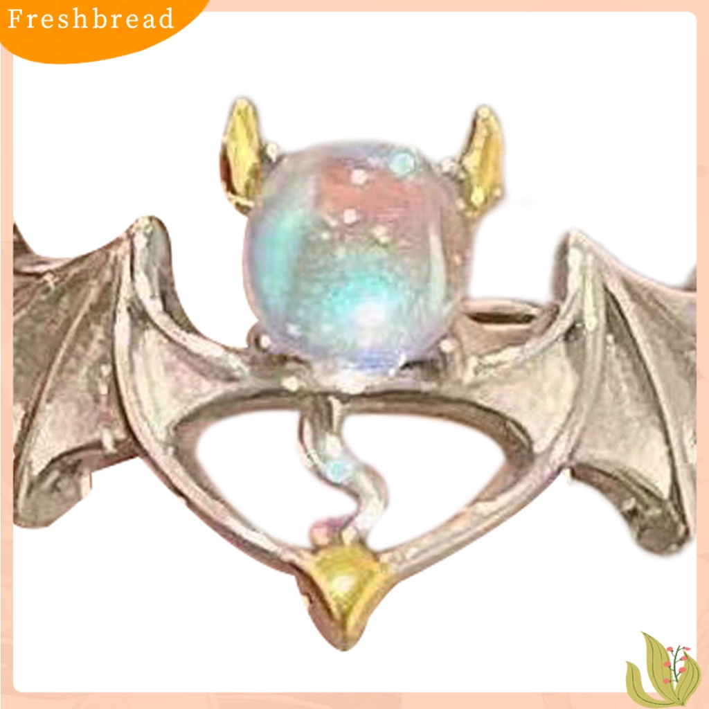 &lt; Freshbread &gt; Cincin Couple Pembukaan Adjustable Pria Wanita Bersinar Faux Moonstone Finger Ring Untuk Pernikahan