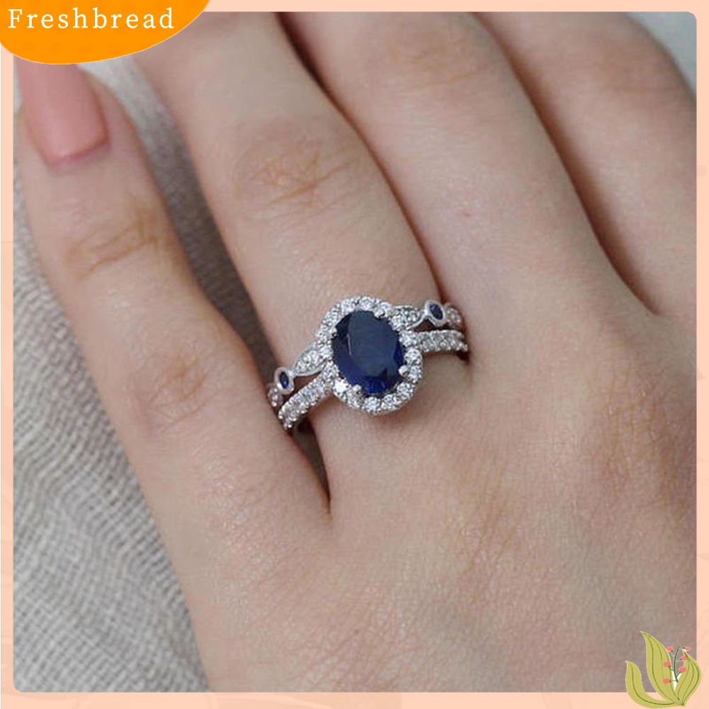 &lt; Freshbread &gt; Wanita Safir Imitasi Berlapis Perak Jari Cincin Pengantin Pernikahan Perhiasan Dekorasi Hadiah