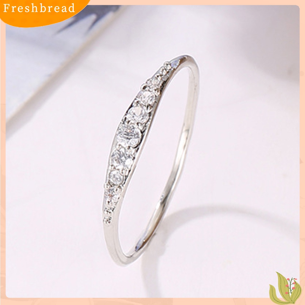 &lt; Freshbread &gt; Wanita Pria Paduan Plating Zirkon Bertatahkan Jari Cincin Pesta Perhiasan Aksesori Hadiah