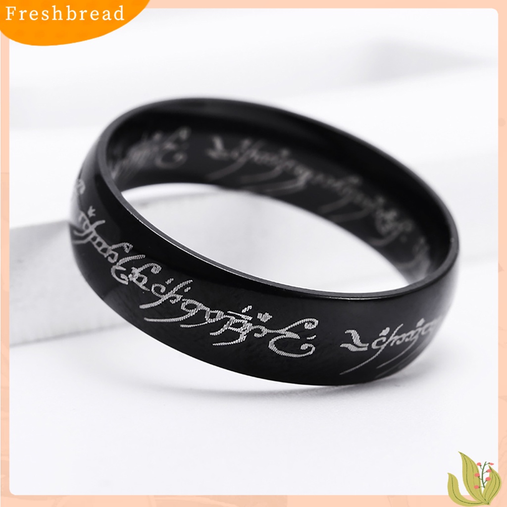 &lt; Freshbread &gt; Cincin Kawin Motif Huruf Hias Titanium Steel Pria Dan Wanita Band Finger Ring Untuk Pesta