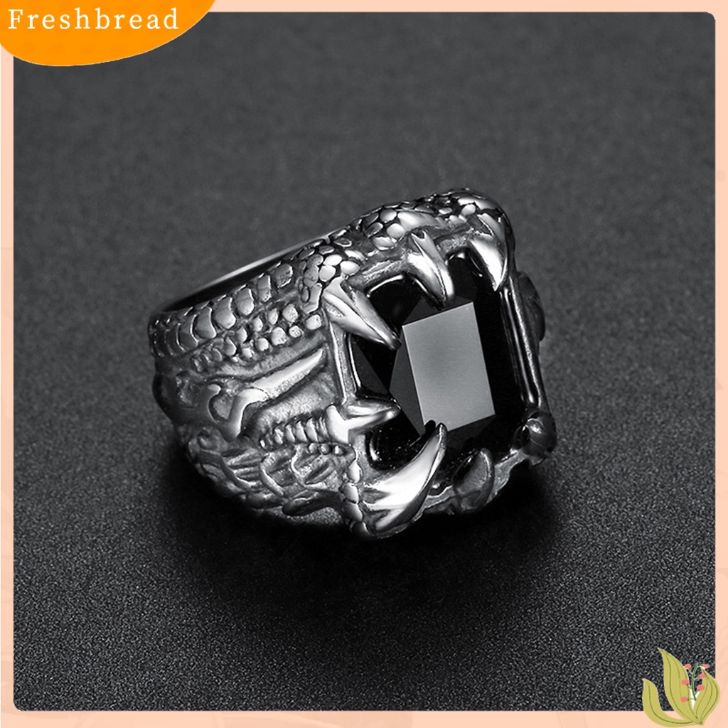 < Freshbread > Pria Vintage Naga Bentuk Cakar Cubic Zirconia Hias Cincin Pesta Prop Perhiasan