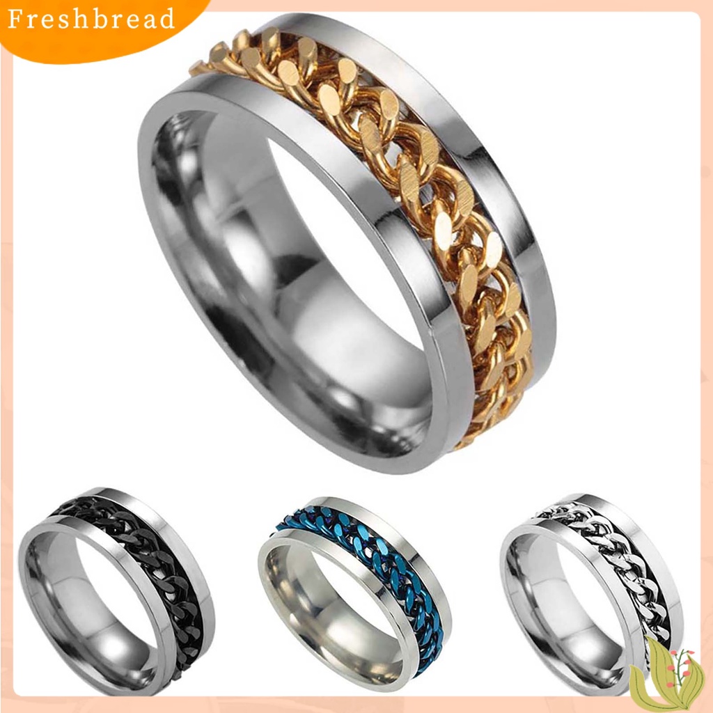 &lt; Freshbread &gt; Rantai Rotatable Chain Glittering Perhiasan Hadiah Pria Jari Cincin Untuk Club