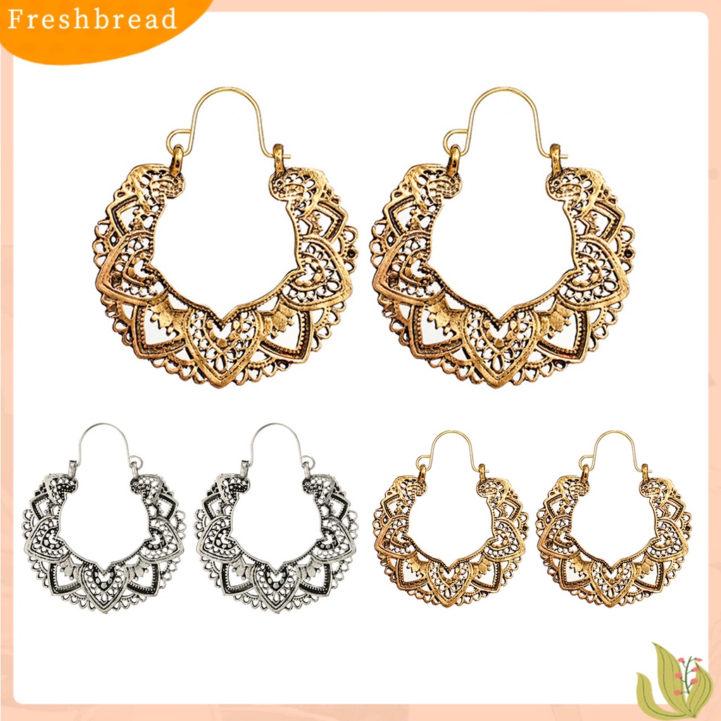 &lt; Freshbread &gt; 1pasang Bentuk Bunga Hollow Drop Earrings Alloy Tindik Geometris Wanita Menjuntai Anting Fashion Perhiasan