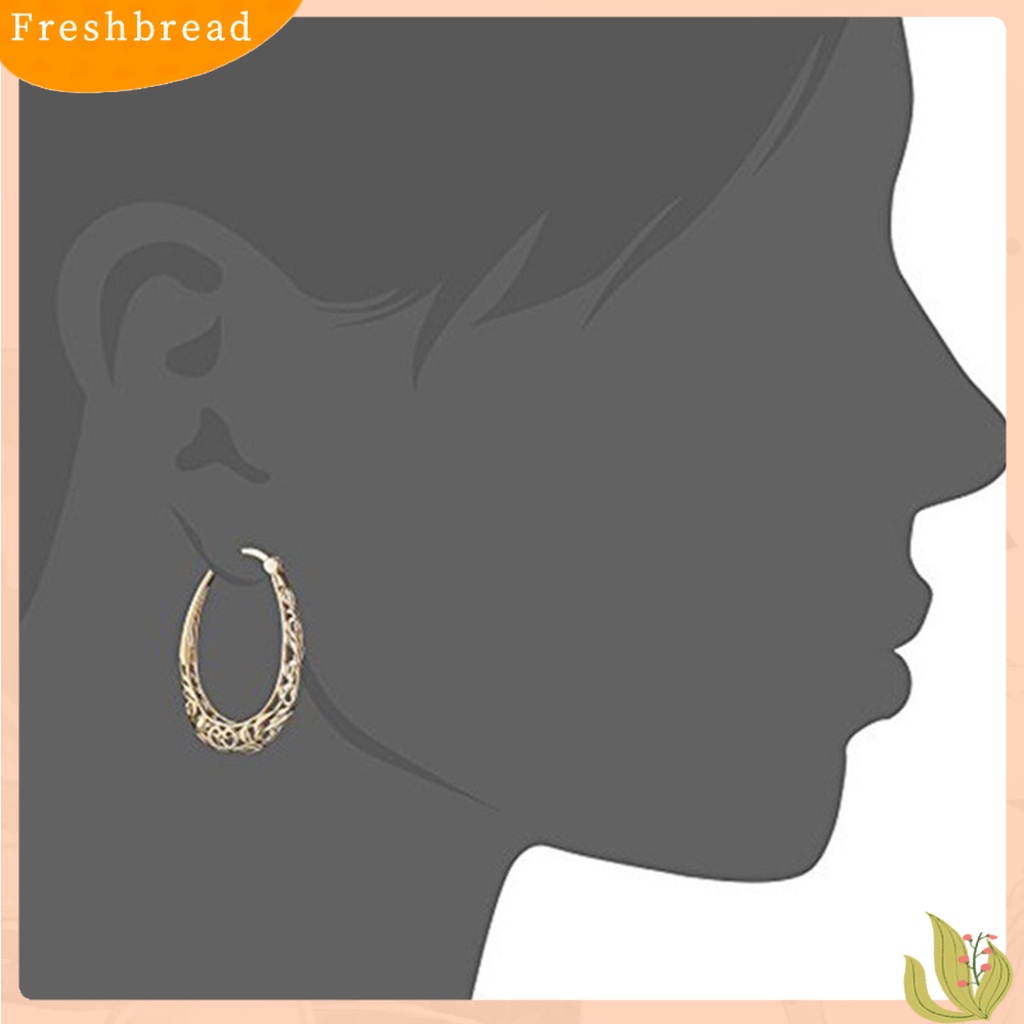 &lt; Freshbread &gt; 1pasang Anting Hoop Wanita Bulat Berongga Keluar Bunga Perhiasan Anting Geometris Berlebihan Untuk Pernikahan