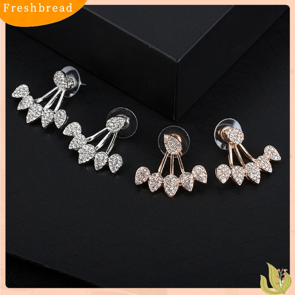 &lt; Freshbread &gt; 1pasang Tindik Menawan Wanita Anting Depan Belakang Gantung Jenis Tetesan Air Berlian Imitasi Telinga Studs Perhiasan Aksesori