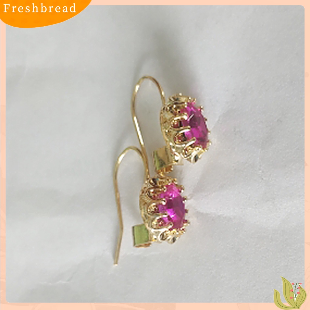 &lt; Freshbread &gt; 1pasang Anting Tindik Fashion Oval Berlian Imitasi Hias Dekorasi Hook Drop Earrings Untuk Kehidupan Sehari-Hari