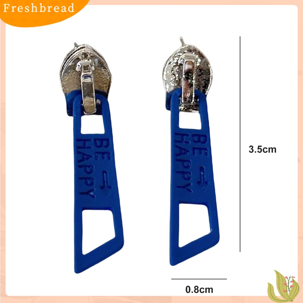 &lt; Freshbread &gt; 1pasang Menjuntai Anting Lucu Vintage Warna Cerah Eye-catching Pengerjaan Halus Berdandan Hypoallergenic Kepribadian Ritsleting Stud Earrings Perhiasan Aksesoris