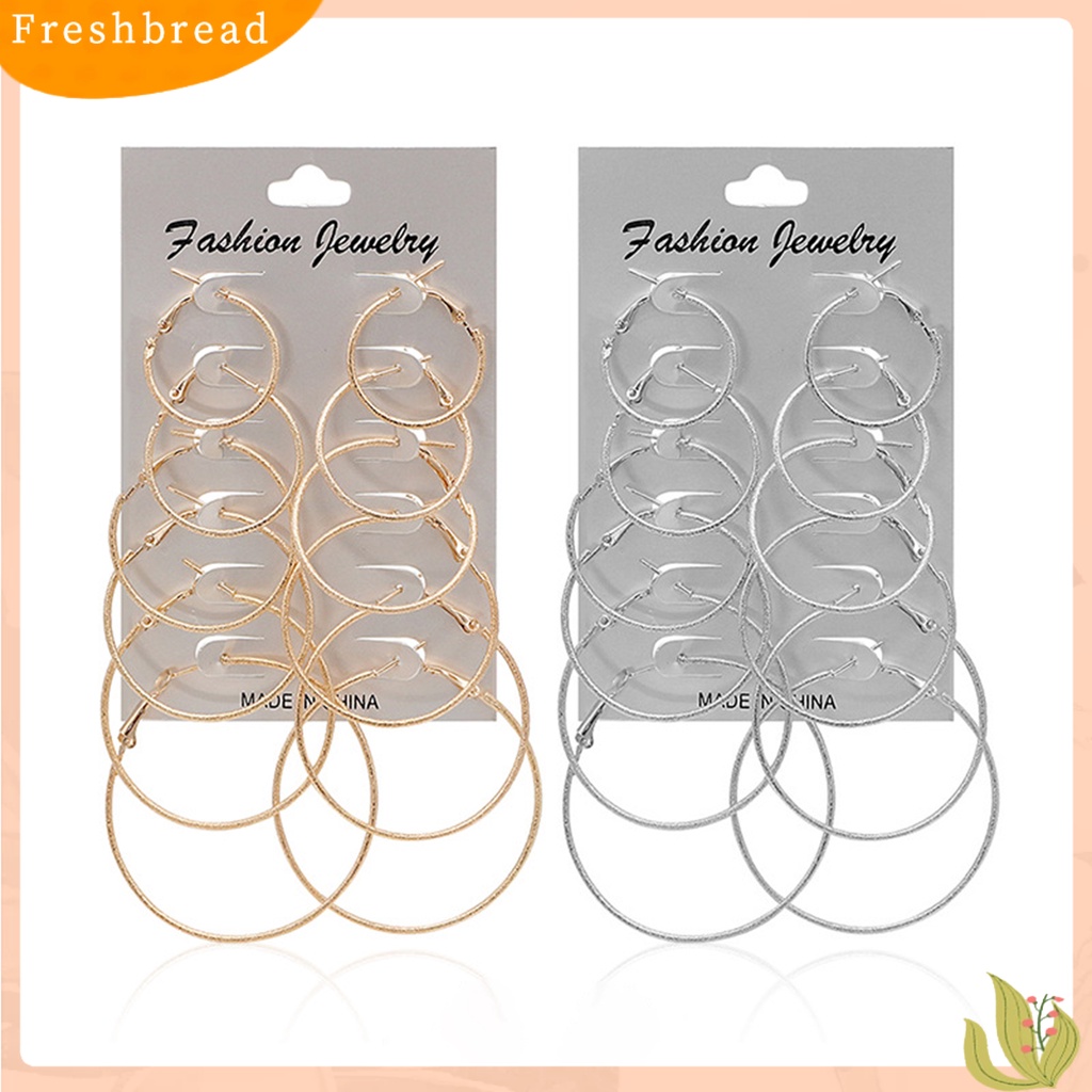 &lt; Freshbread &gt; 6pasang Anting Lingkaran Anting Tusuk Simple Punk Metal Bulat Halus Untuk Wanita