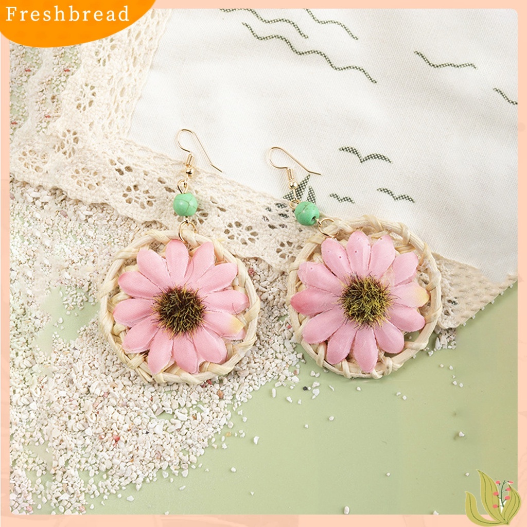 &lt; Freshbread &gt; 1pasang Drop Earrings Lingkaran Bunga Wanita Gaya Liburan Geometris Anting Perhiasan Hadiah