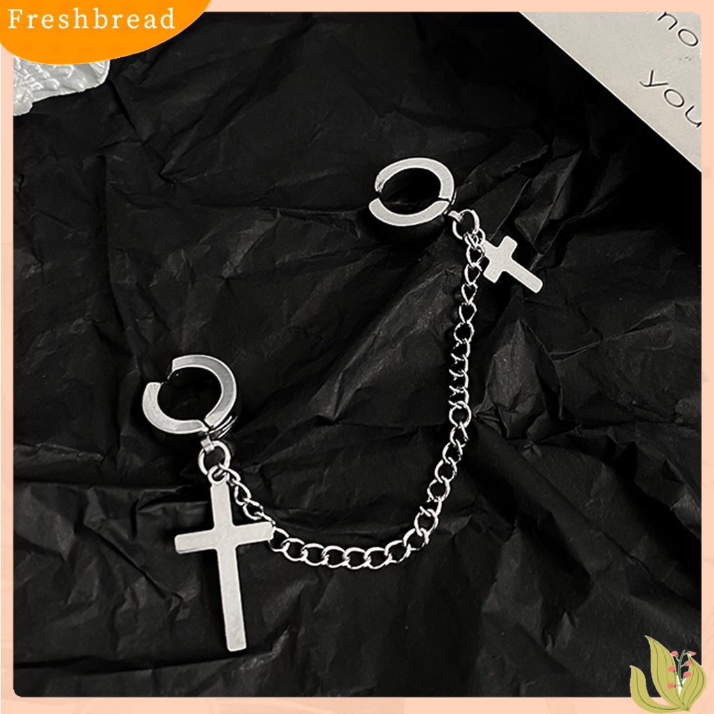 &lt; Freshbread &gt; 1Pc Punk Anting Indah Telinga Dekorasi Vintage Rantai Keren Perhiasan Pria Salib Manset Anting-Anting Perhiasan Fashion