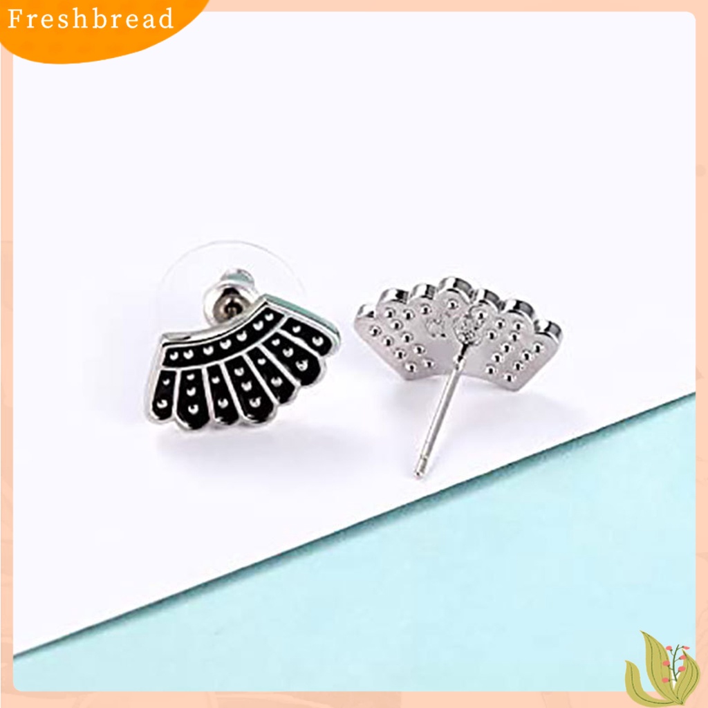 &lt; Freshbread &gt; 1pasang Anting Pejantan Bagus Gloss Nyaman Dipakai Pola Kipas Indah Pesona Perhiasan Fashion Busana Daily Dress Up Aksesori Tindik Telinga Studs Wanita Anting-Anting