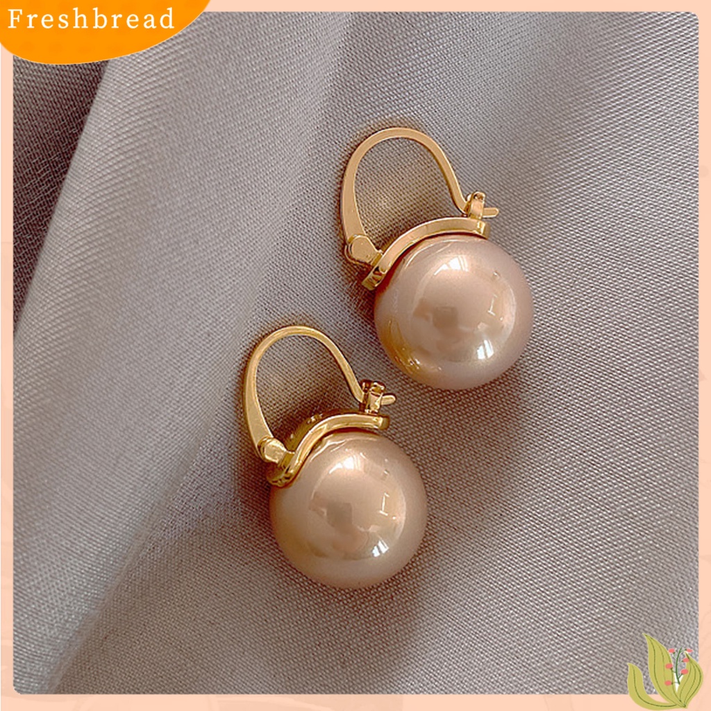 &lt; Freshbread &gt; 1pasang Anting Lady Drop Mutiara Imitasi Dikontrak Anting Menjuntai Geometris Vintage Elegan Untuk Hadiah