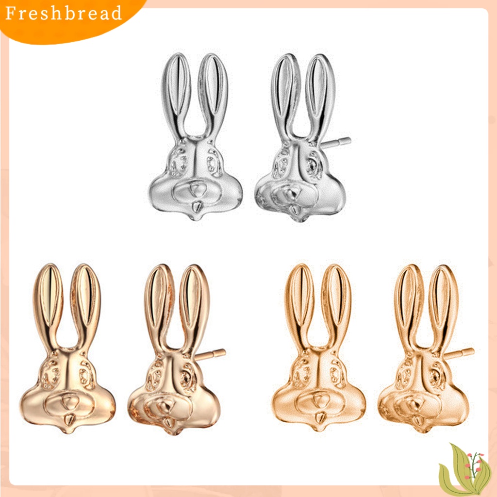 &lt; Freshbread &gt; 1pasang Anting Stud Bersinar Pengerjaan Halus Bentuk Kartun Hewan Electroplating High Gloss Dress Up Perhiasan Perempuan Kelinci Yang Indah Anting Pejantan Untuk Pacaran