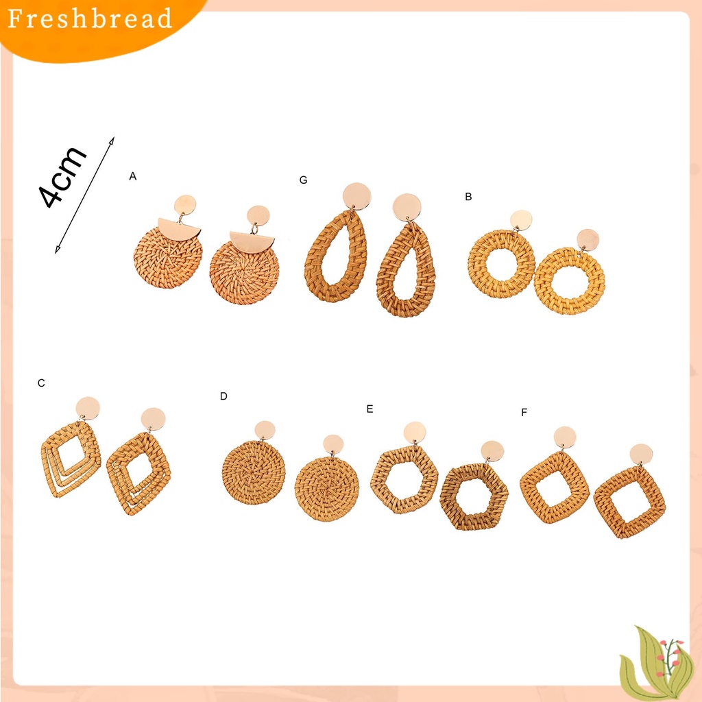 &lt; Freshbread &gt; 1pasang Anting Wanita Handmade Geometris Vintage Ringan Elegan Menjuntai Earrings Untuk Perjamuan