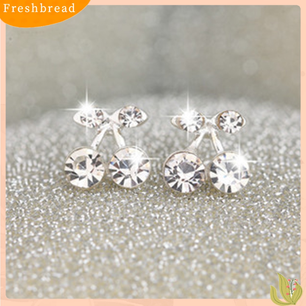 < Freshbread > 1pasang Ear Studs Heart Cubic Zirconia Korea Bow Rabbit Cherry Mutiara Imitasi Stud Earrings Aksesoris Perhiasan