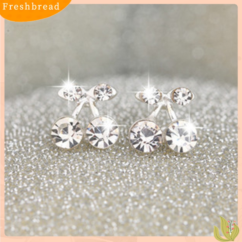 &lt; Freshbread &gt; 1pasang Ear Studs Heart Cubic Zirconia Korea Bow Rabbit Cherry Mutiara Imitasi Stud Earrings Aksesoris Perhiasan