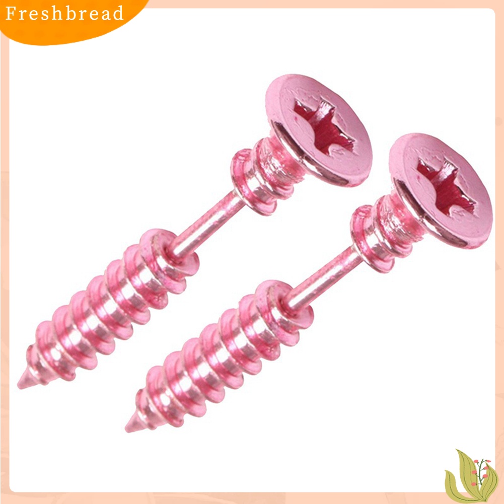 &lt; Freshbread &gt; 1pasang Punk Gothic Fashion Unisex Perhiasan Anting Pejantan Sekrup Stainless Steel