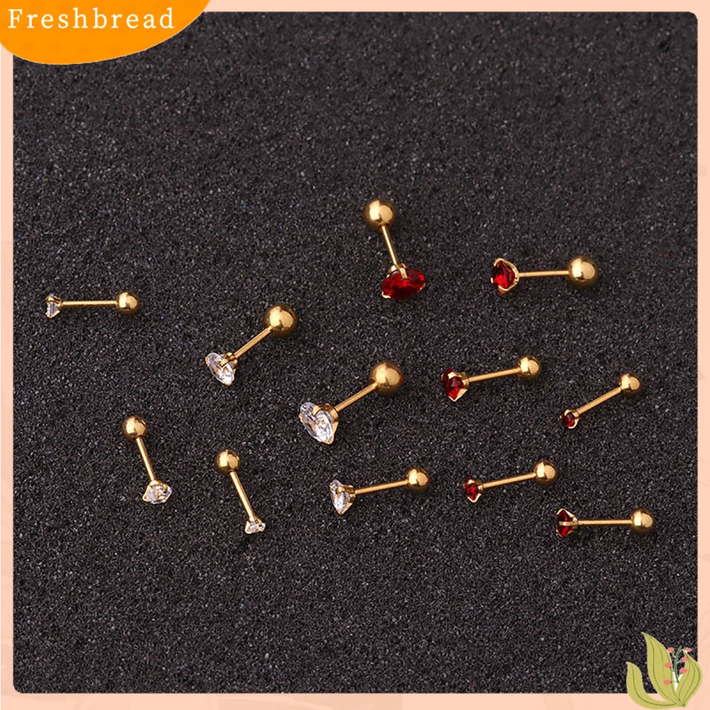 &lt; Freshbread &gt; 1Pc Anting Wanita Cubic Zirconia Kecil Perhiasan Aksesori Shiny Colorful Stud Earring Untuk Belanja