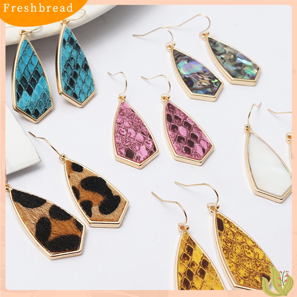 &lt; Freshbread &gt; 1pasang Drop Earrings Paduan Halus Sederhana Motif Leopard Geometris Wanita Anting Kait Untuk Pacaran