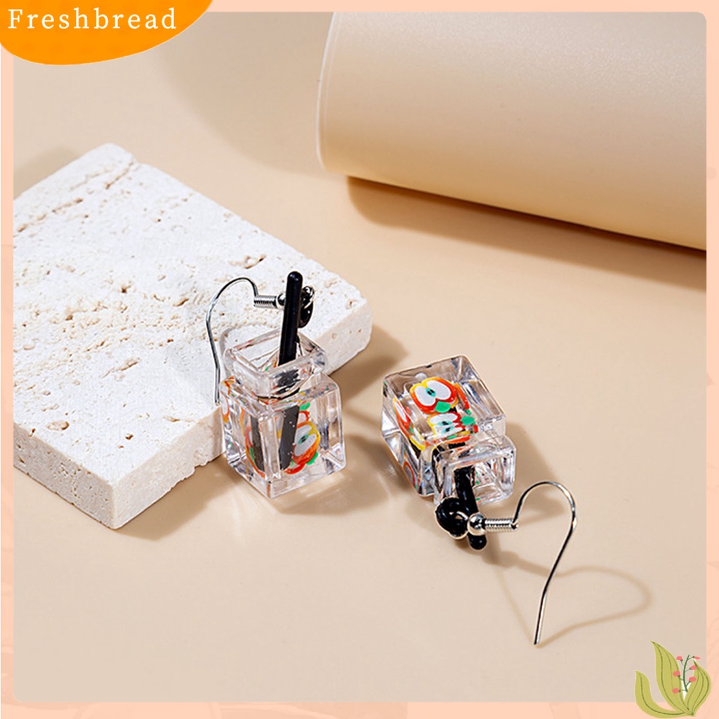 &lt; Freshbread &gt; 1pasang Drop Earrings Indah Ringan Resin Kartun Buah Susu Teh Cangkir Anting Untuk Pesta