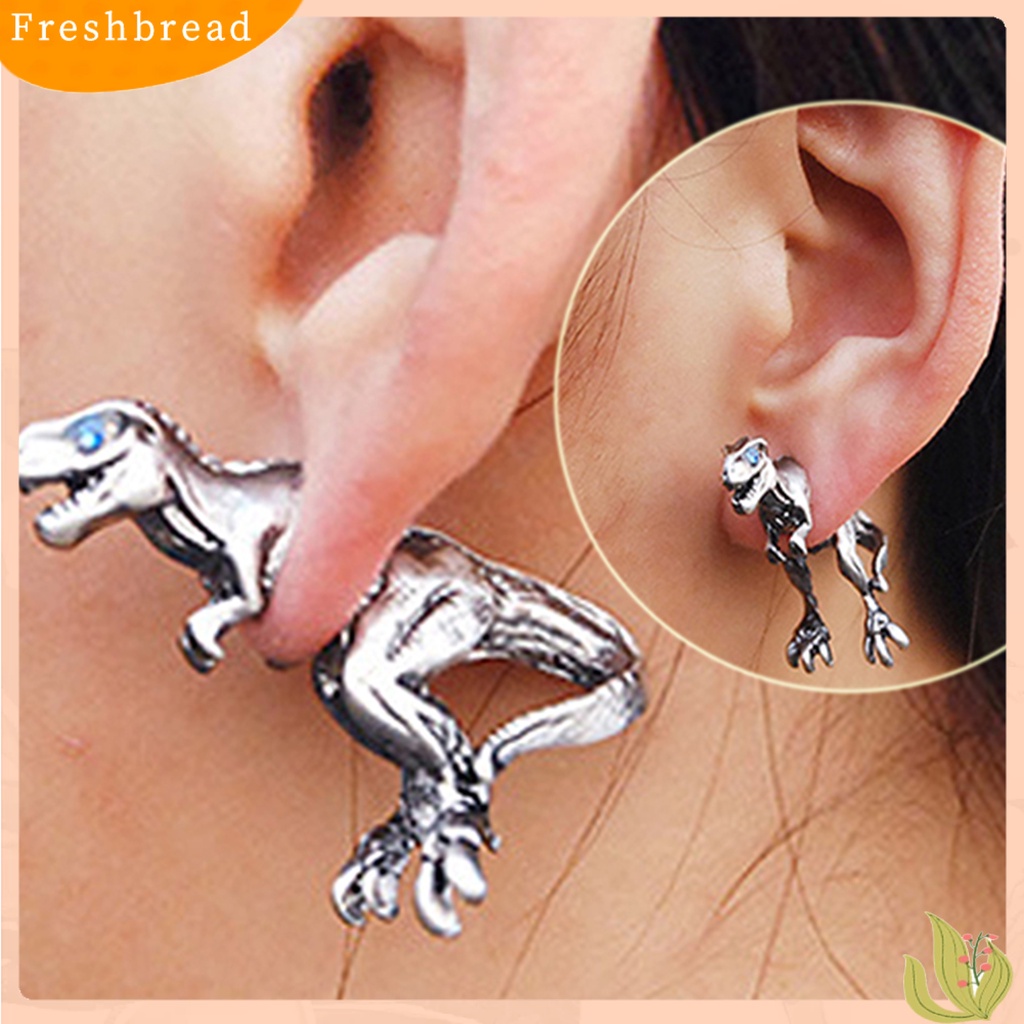 &lt; Freshbread &gt; Ear Studs Punk Bentuk Dinosaurus Alloy Indah 3D Anting Tusuk Hewan Untuk Pesta