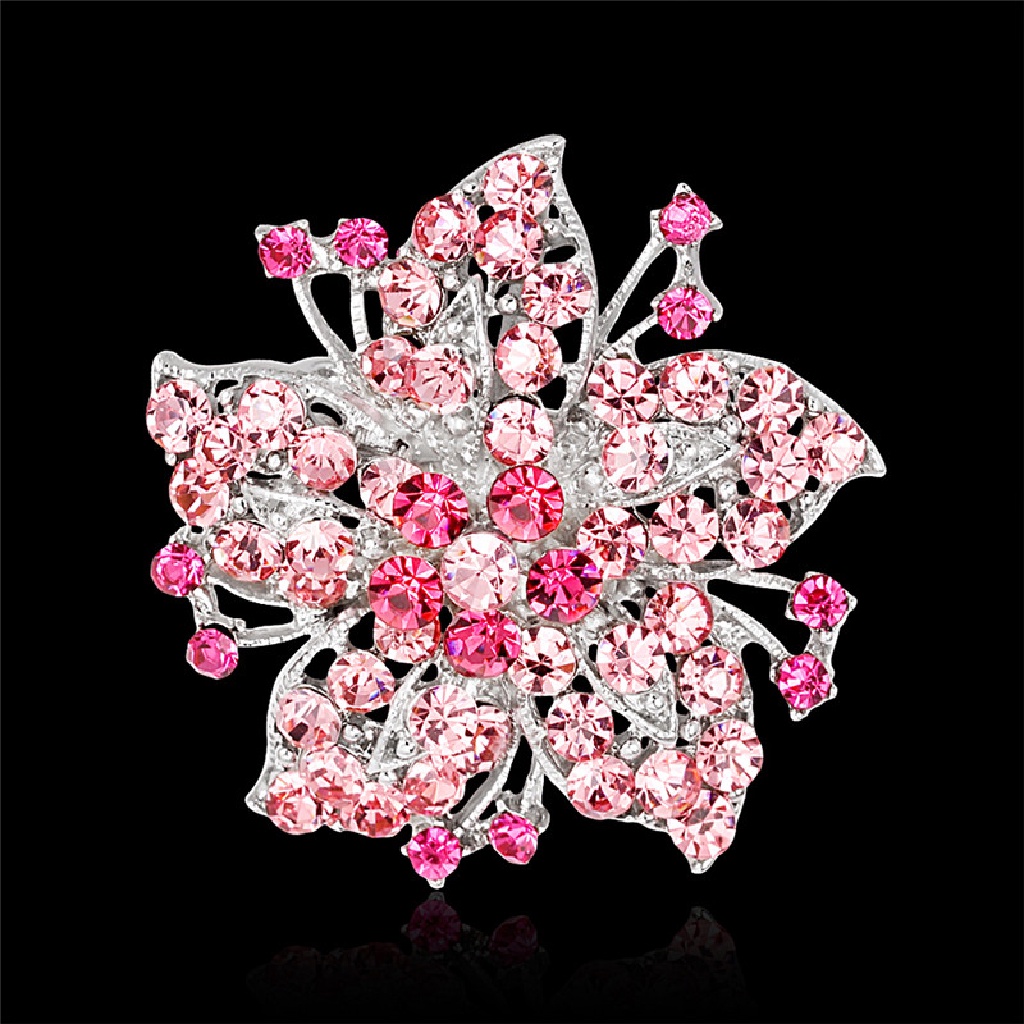 Xo Wanita Fashion Kristal Bunga Besar Bros Pin Berlian Imitasi Pesona Pernikahan Bros OL