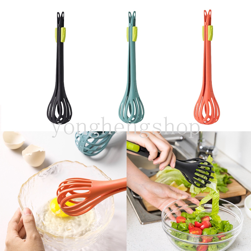 Kreatif 3in1 Cream Pengocok Telur Minuman Whisk Mixer Pengaduk Manual Mie Pasta Spaghetti Penjepit Anti Panas Klip Makanan Salad Blender Alat Panggang Dapur