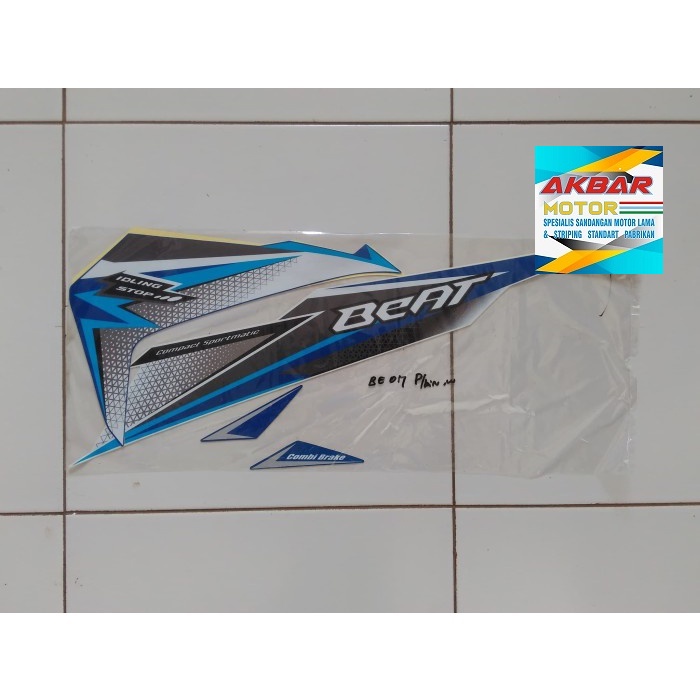 Striping Sticker Beat Esp Iss  2018 Putih Lis Biru Original