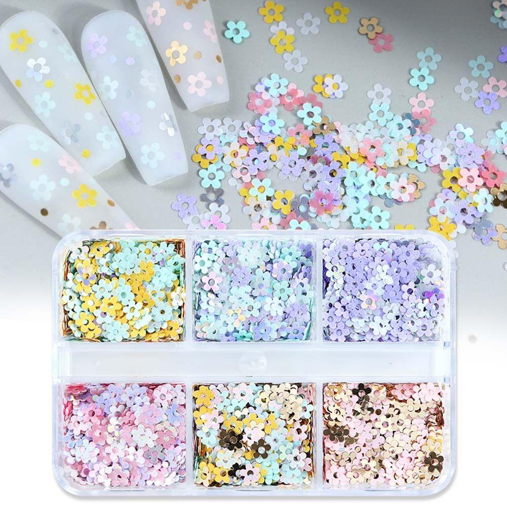 AUGUSTINA Agustina Bunga Paku Payet Musim Semi Warna Campur Pesona Kuku Plum Blossom Manicure Aksesoris Eyelash Dekorasi Nail Glitter Flakes